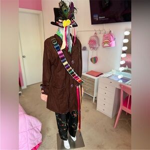 Mad Hatter Costume Set S\M includes:Hat, Bandolier, Coat, Scarf, Pants, Wig